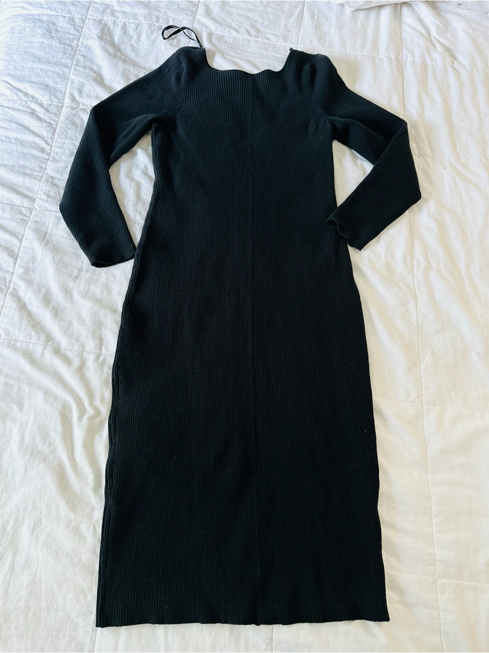 Banana Republic Black Knit Ribbed Scoop Back Long Sleeve Dress XL